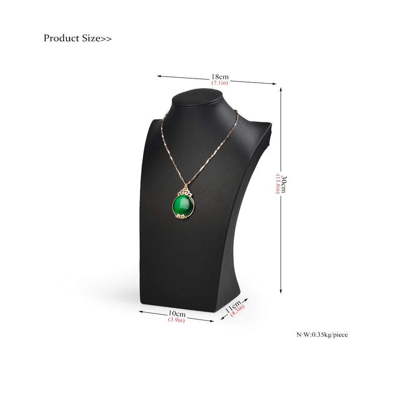 Oirlv Black Jewelry Display Bust Leather Necklace Display Stand For Show(H11.8inch) - Image 2
